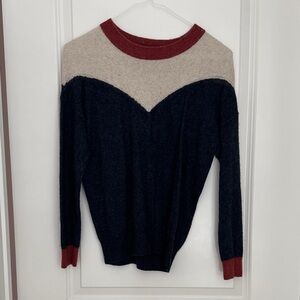 Madewell Colorblock Sweater in Black, Cream, and Red